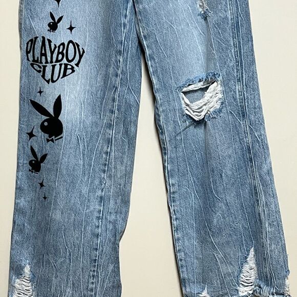 Playboy By PacSun Eco Super Distressed High Waisted Baggy Jeans Sz Size 26 - Picture 8 of 9